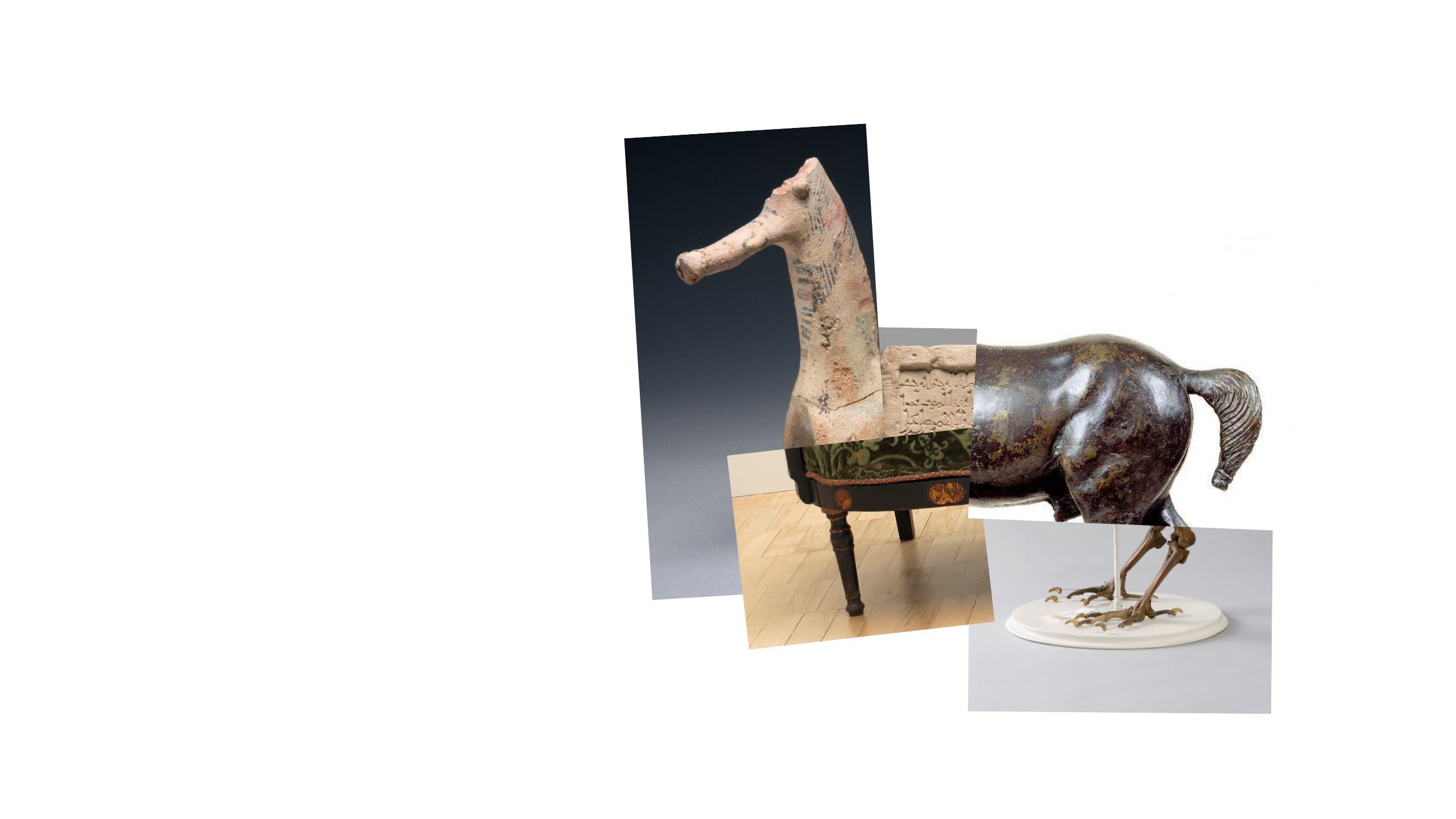 Different objects merging to create a horse like creature