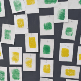 A wall filled with pinned up A4 prints made by school children at Kettle's Yard.