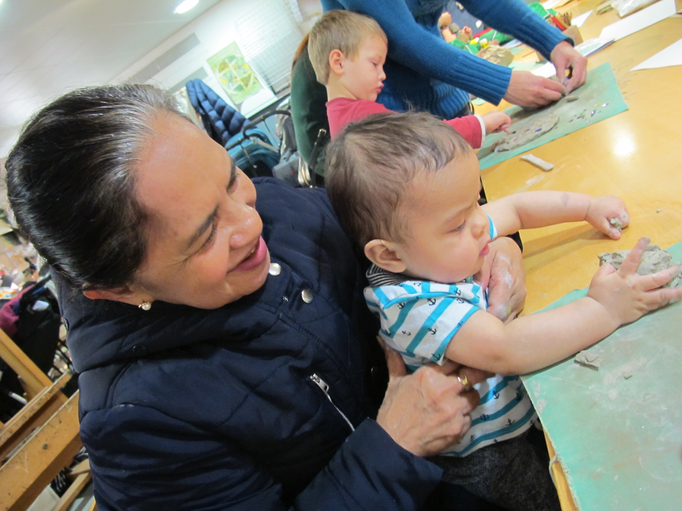 Parent and child in the Fitzwilliam studio