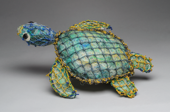 turtle made from recycled plastic fishing nets