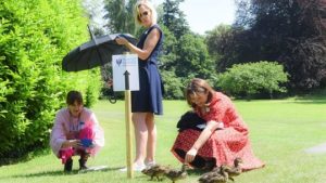 Niki playing with ducklings at the 2018 SHARE Volunteer Awards at the Museum of East Anglian Life