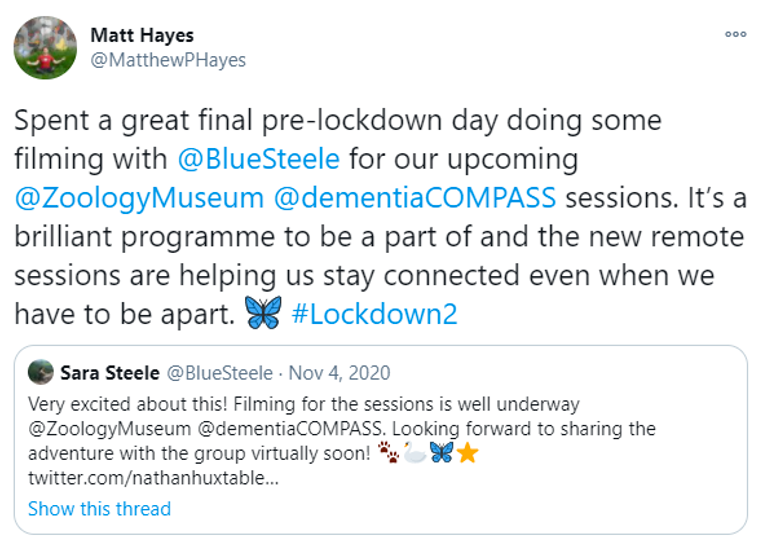 Screen-shot of tweet by Matt Hayes, a speaker on the course