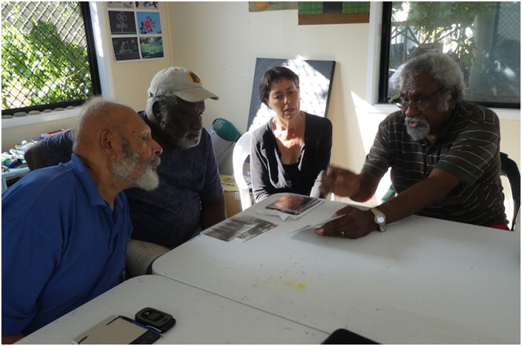 Discussing Haddon’s Journals and photographs with members of the Meriam Elders group