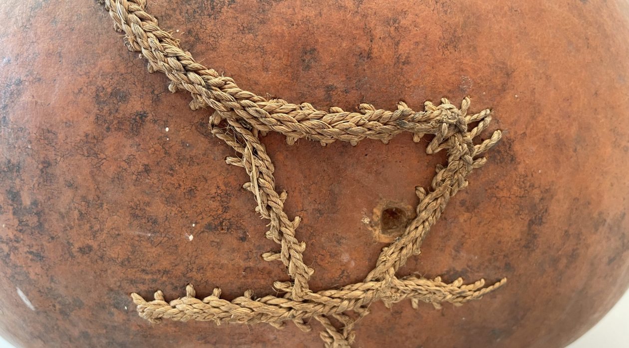 Gourd from Kenya stitched with plant fibre