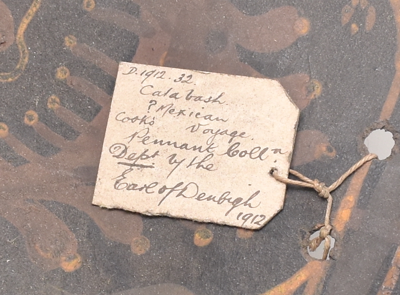 Original handwritten label on bowl