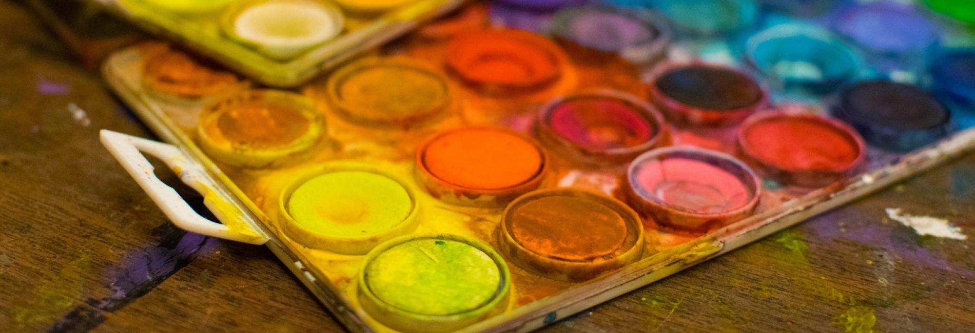 Paints on a tray