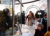 Visitors at the Botanic Garden ticket kiosk