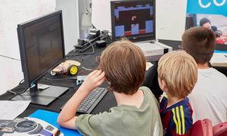 children playing computer games