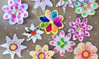 Colourful flowers made out of paper.