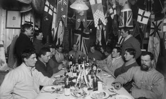 Captain Scott's men have a Midwinter party in Antarctica