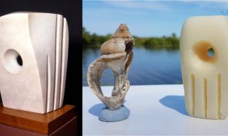 Barbara Hepworth's Minoan Head alongside a soap sculpture