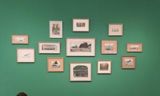 Children drawing in front of Alfred Wallis exhibition