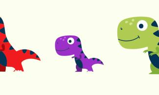 three cartoon t rex