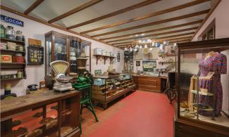 Interior of museum set up like a 1940s shop
