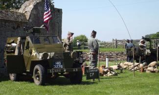 WWII reenactors dressed as American soldiers 