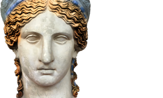 statue head of a roman woman in colour