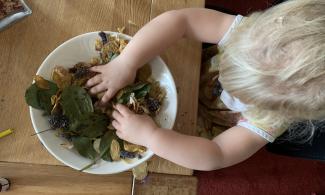 Girl making pot pourri