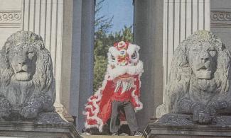 Lion dance at the Fitzwilliam Museum in 2020. Copyright Keith Heppell at Cambridge Evening News