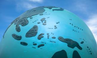 Model of planet earth as viewed from space.