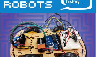 Image of a moving robot on wheels