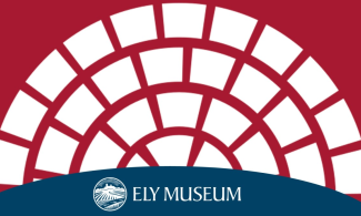 Illustration of a white mosaic arch against a red background