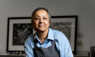 artist Suman Gujral in her studio