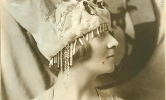 Mrs Irving Bell wearing a polar themed fancy dress costume