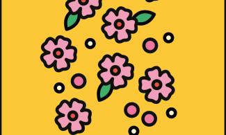 Against a yellow background, there are pink cherry blossoms and underneath it reads 'Cherry Blossom Collage: Saturday 6th April'