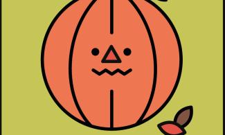 An illustration of a pumpkin with writing underneath reading 'Nature Pumpkins, Saturday 5th October'