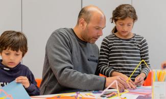 Visitors enjoying art activities. 