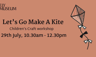 A drawing of a kite on a tan coloured background with the words Let's Go Make a Kite!
