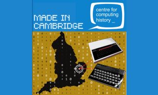 Map of the UK, with binary code overtop and two typewriters.