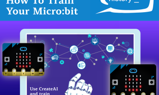 Text reads Twilight at the Museum: How to train your micro-bit. The Centre for Computing History logo is top right and at the bottom is a graphic of a robot hand reaching toward a screen.