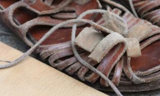 A close image of a Roman sandal.