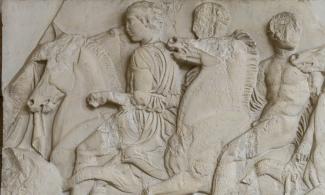 A relief from the Parthenon showing a procession of horsemen.