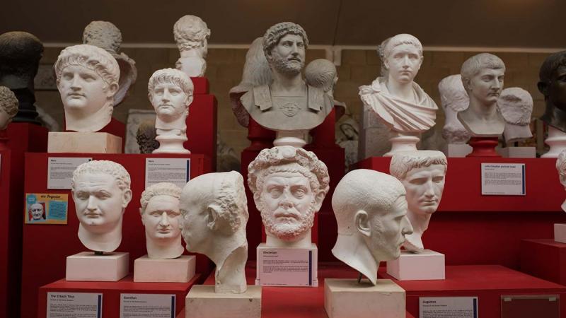 A collection of cast busts from the museum