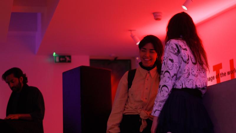 People enjoying a late event at Kettle's Yard