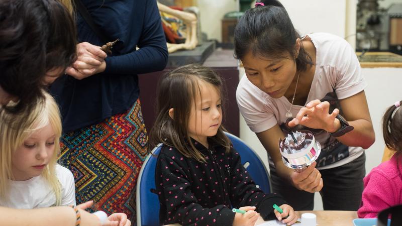 Child taking part in an activity at the Whipple Museum