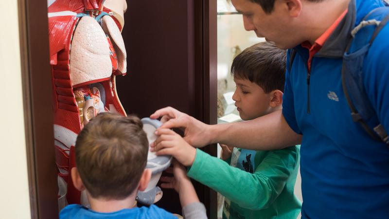 Children exploring an object at the Whipple Museum
