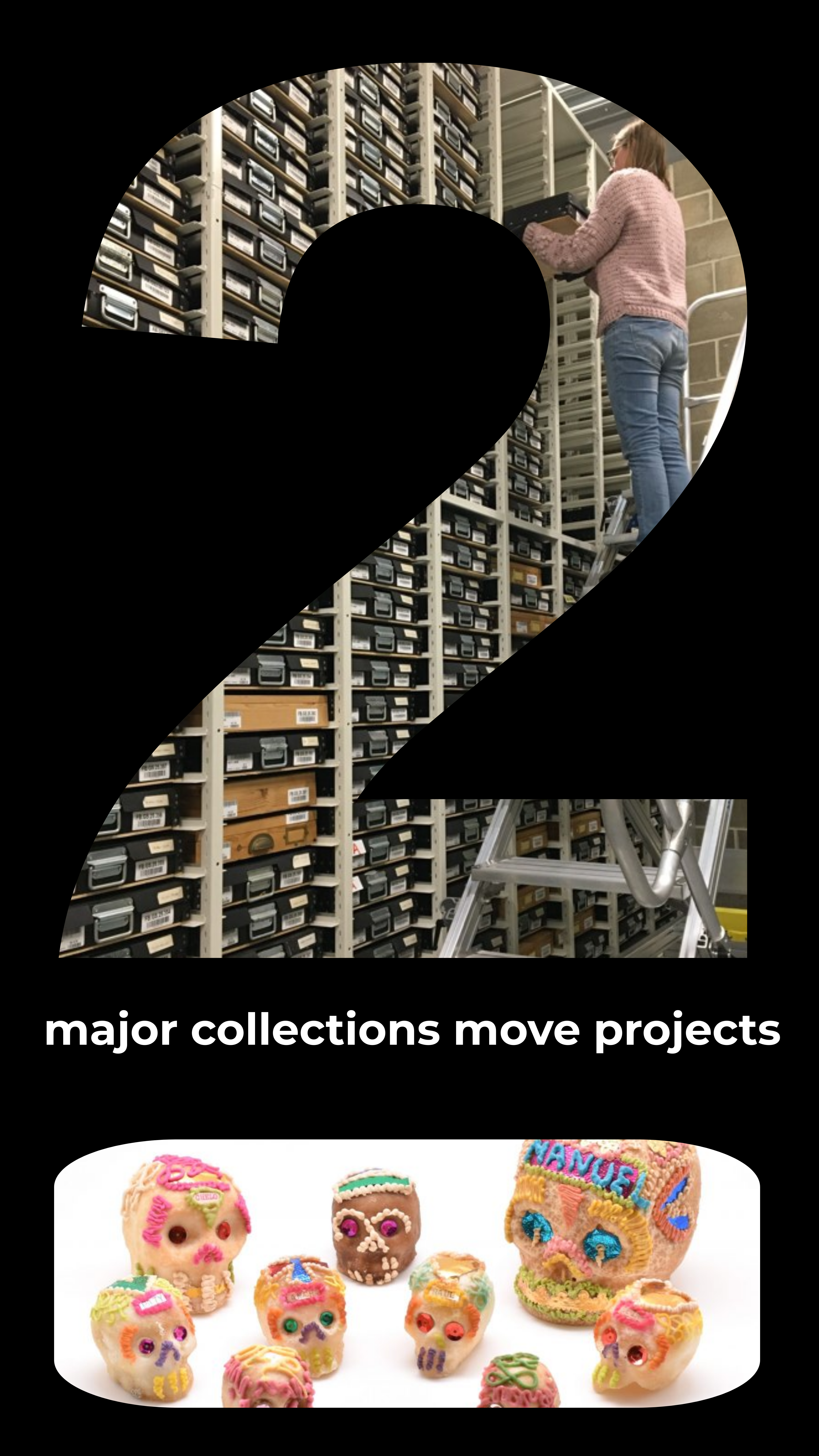 Graphic with a member of the stores move team on a ladder next to high shelves