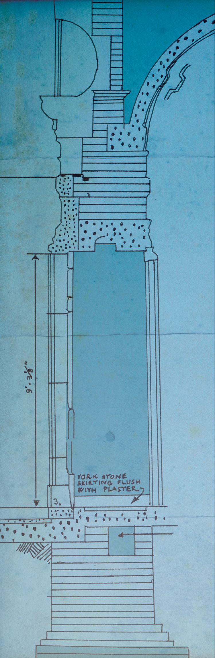Drawing of architectural detail of SPRI memorial hall