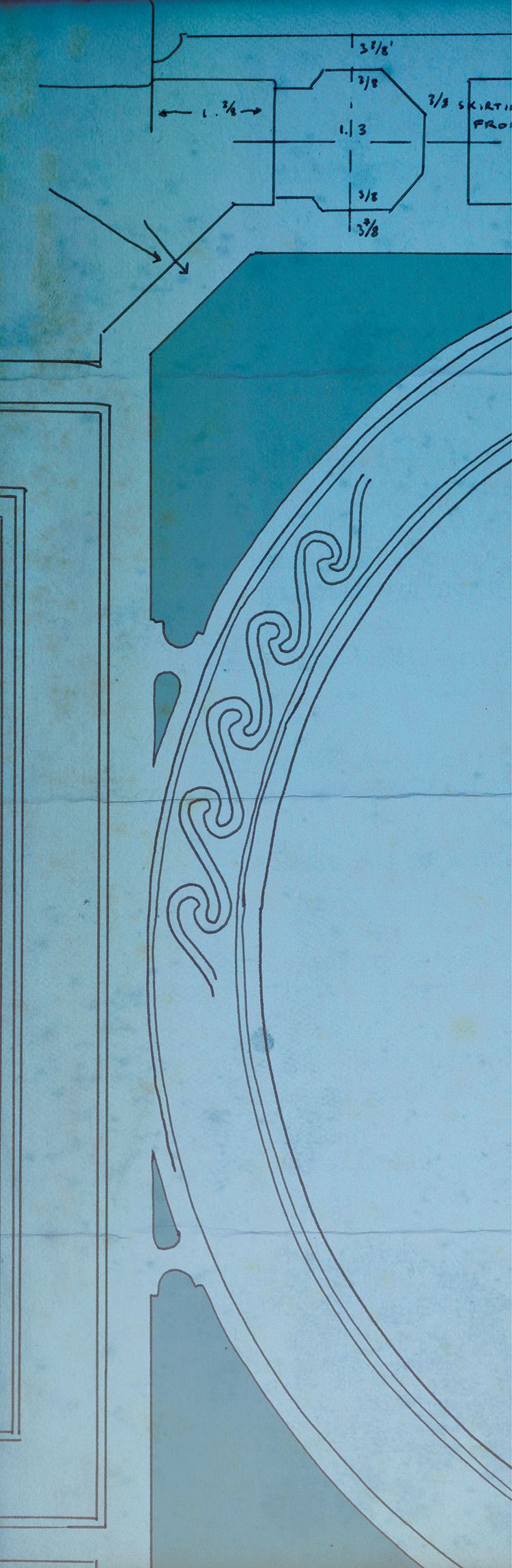 Drawing of architectural detail of mosaic in SPRI memorial hall