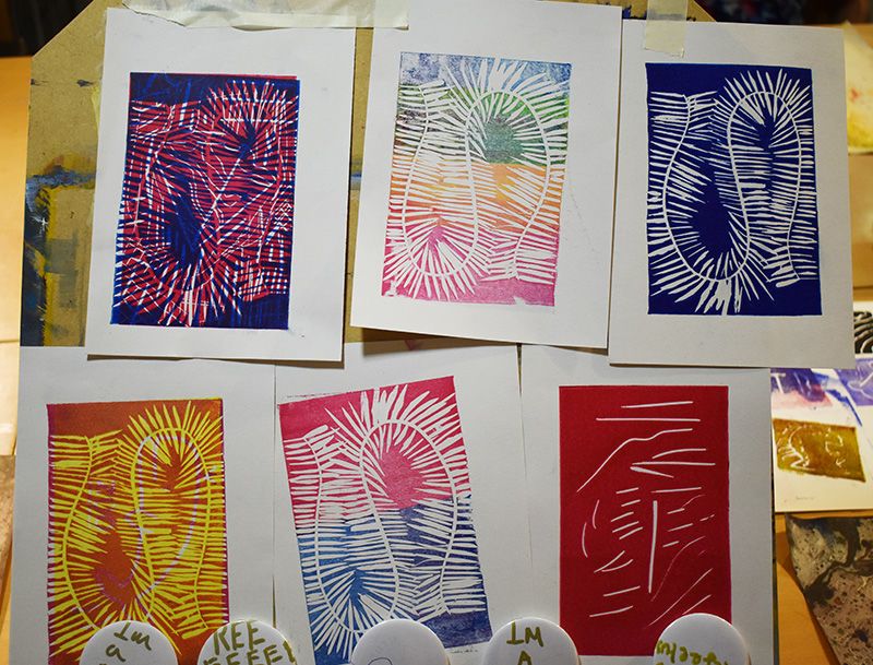 Colourful designs on paper